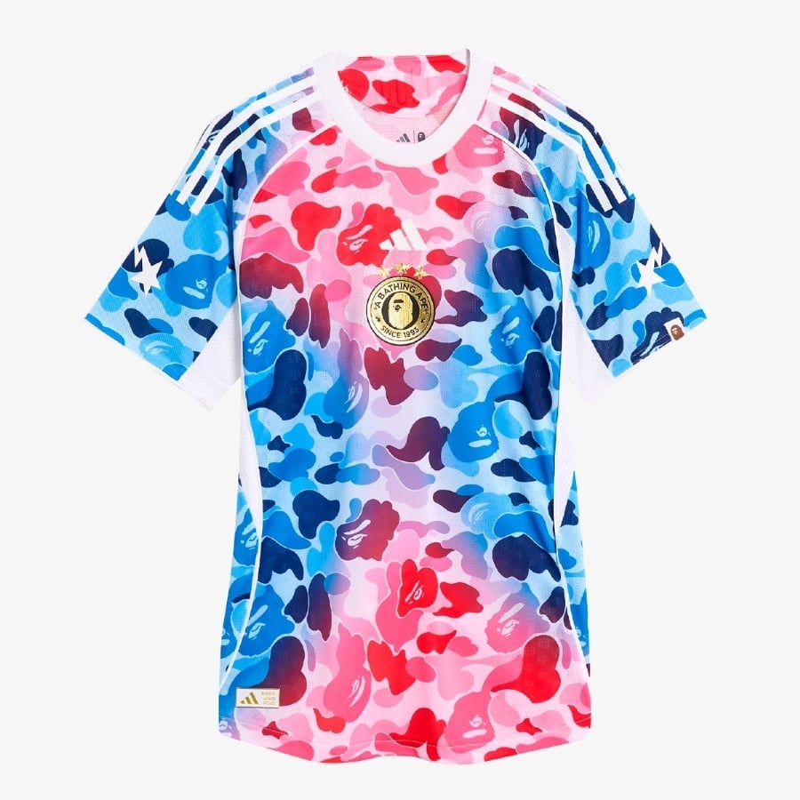 adidas×A BATHING BAPE Shock Blue Jersey Camiseta Adidas X Bape Jersey 