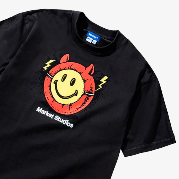Camiseta Market Smiley Masked "Washed Black"