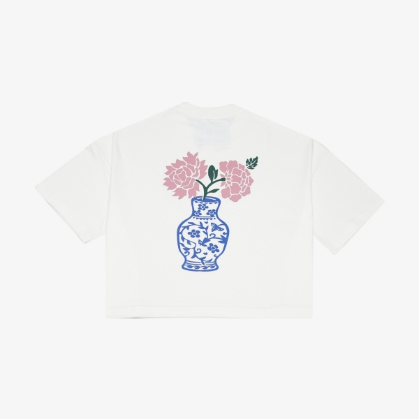 Camiseta Your Id Cropped Peonia Vas "Off White"