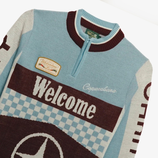 Casaco Welcome Sunny Cycling Jersey Tricô "Off White Blue"